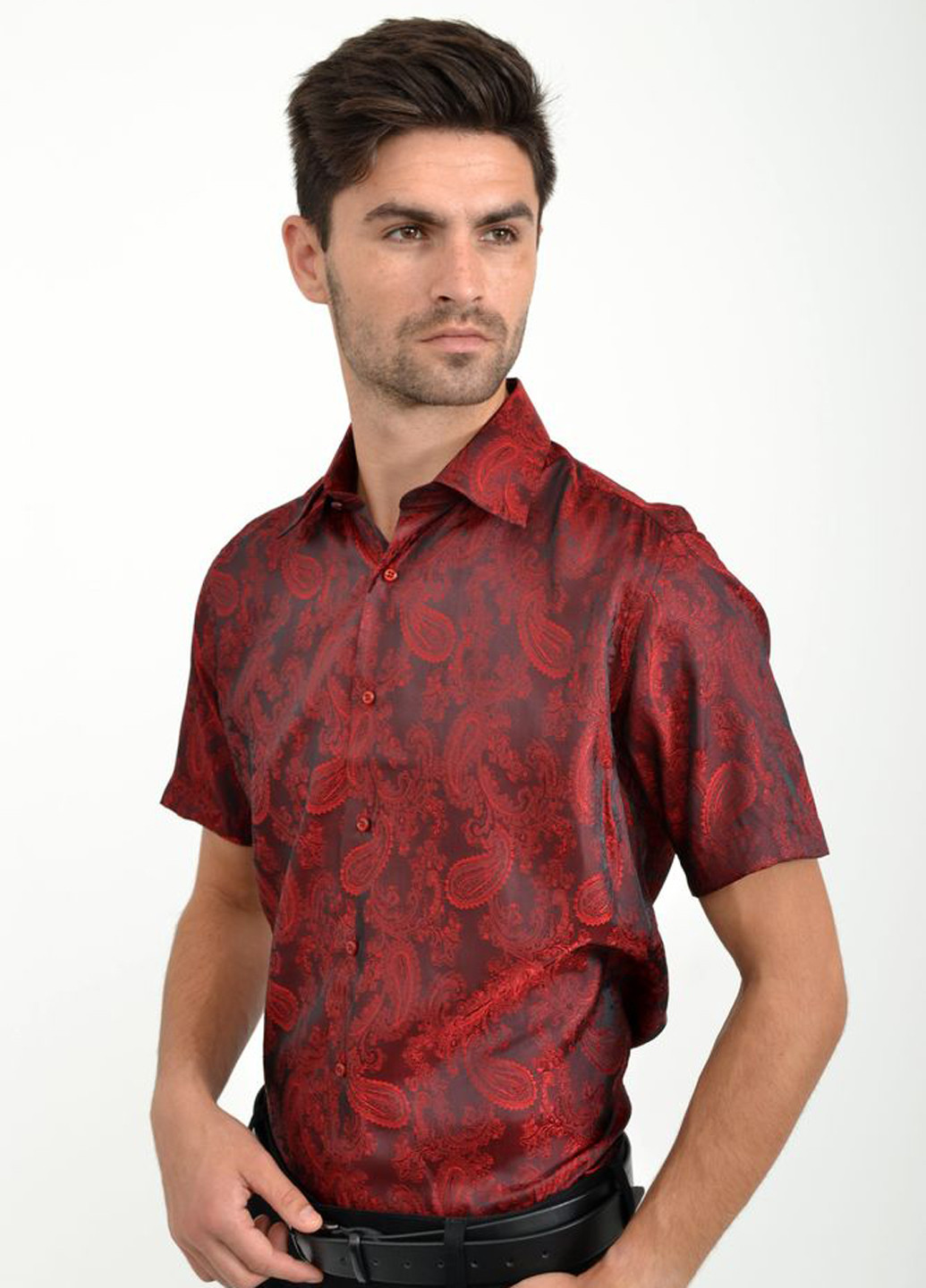 Бордовая кэжуал рубашка с рисунком Ager с коротким рукавом