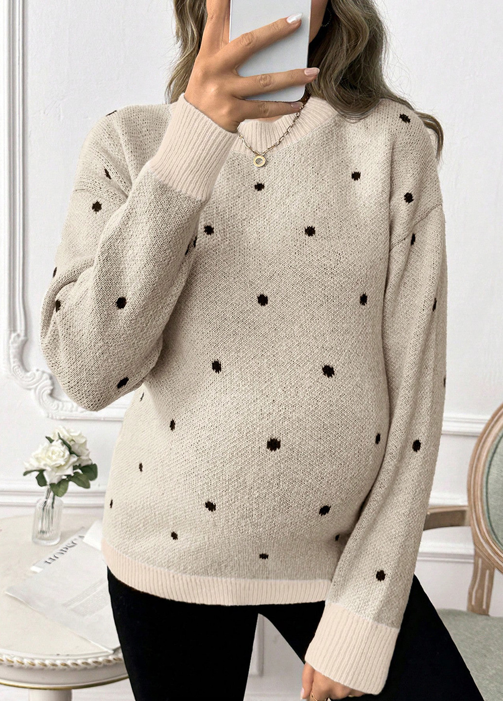 Светло-бежевый демисезонный джемпер для беременных джемпер SHEIN