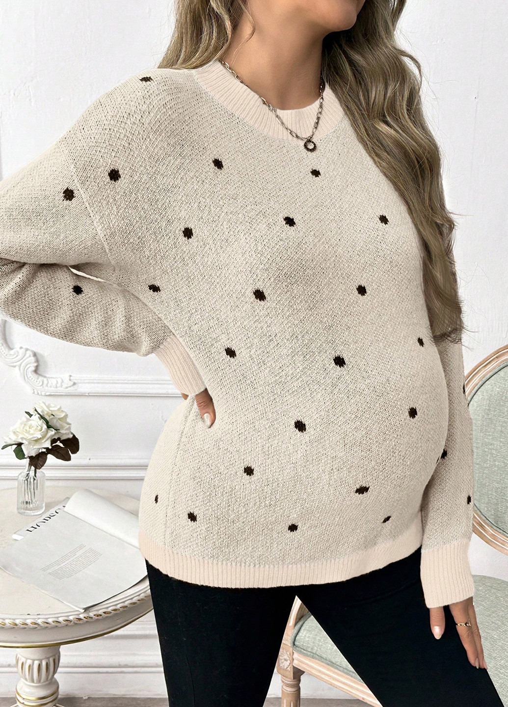 Светло-бежевый демисезонный джемпер для беременных джемпер SHEIN