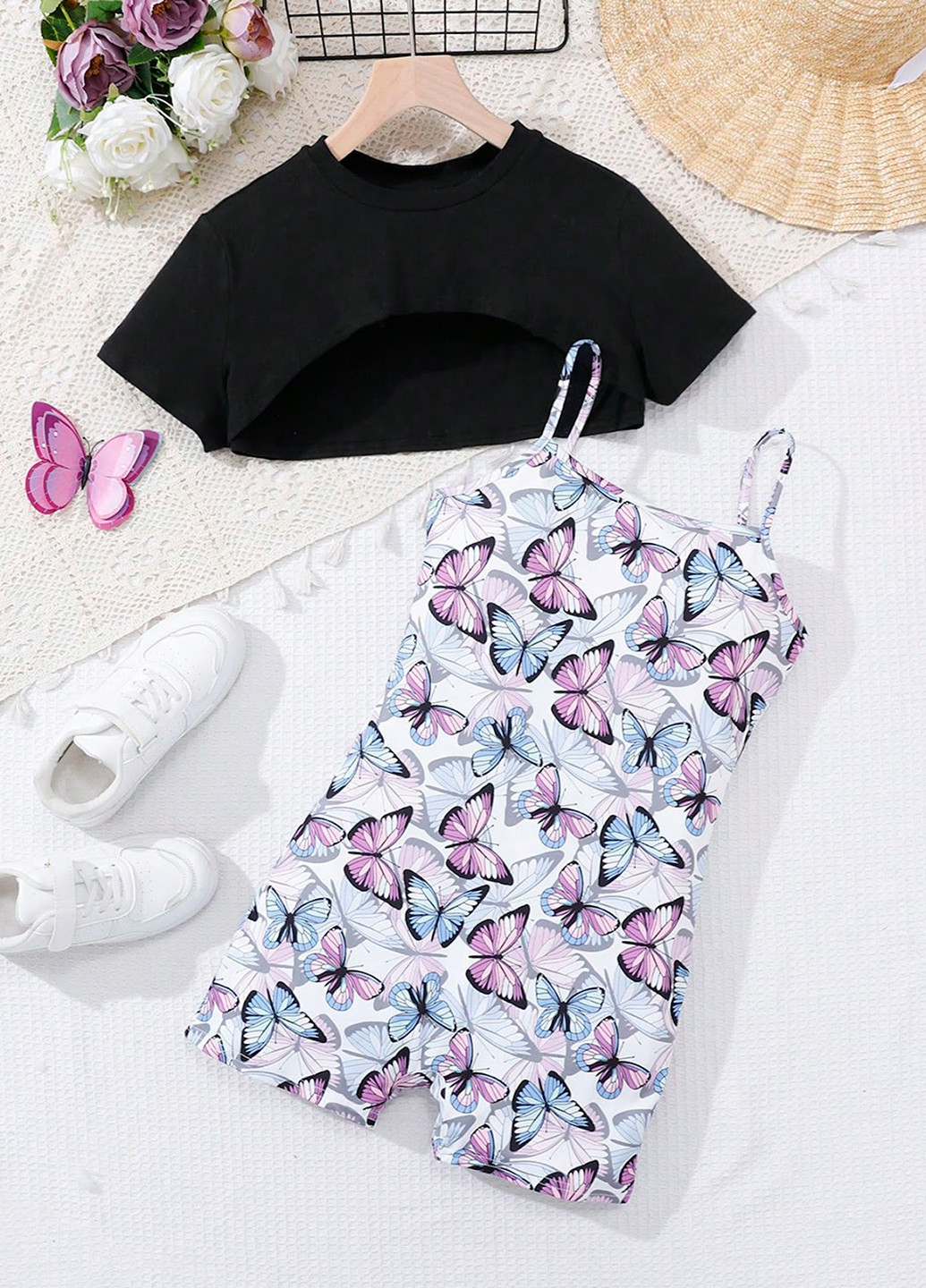 Комбінований літній комплект (топ, комбінезон) SHEIN