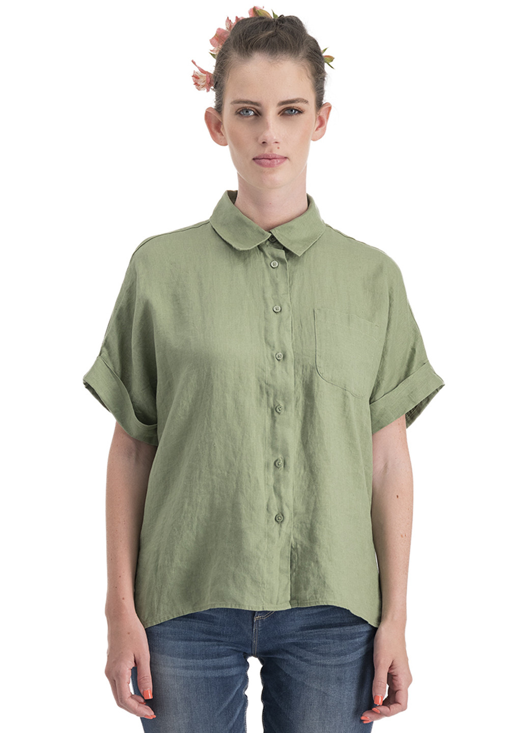 Оливкова (хакі) літня блуза United Colors of Benetton