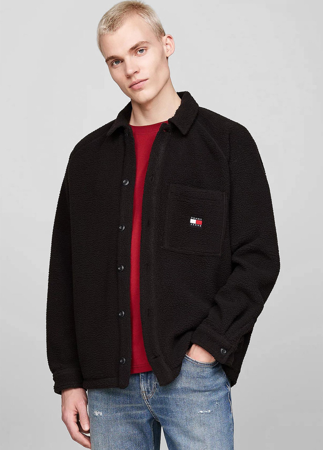 Черная кэжуал рубашка однотонная Tommy Jeans