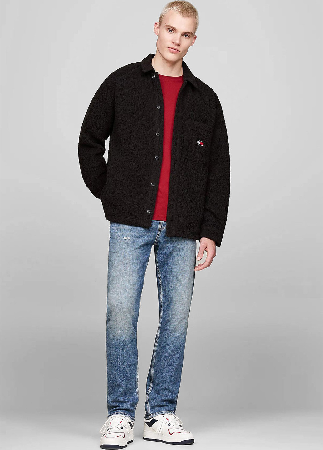 Черная кэжуал рубашка однотонная Tommy Jeans