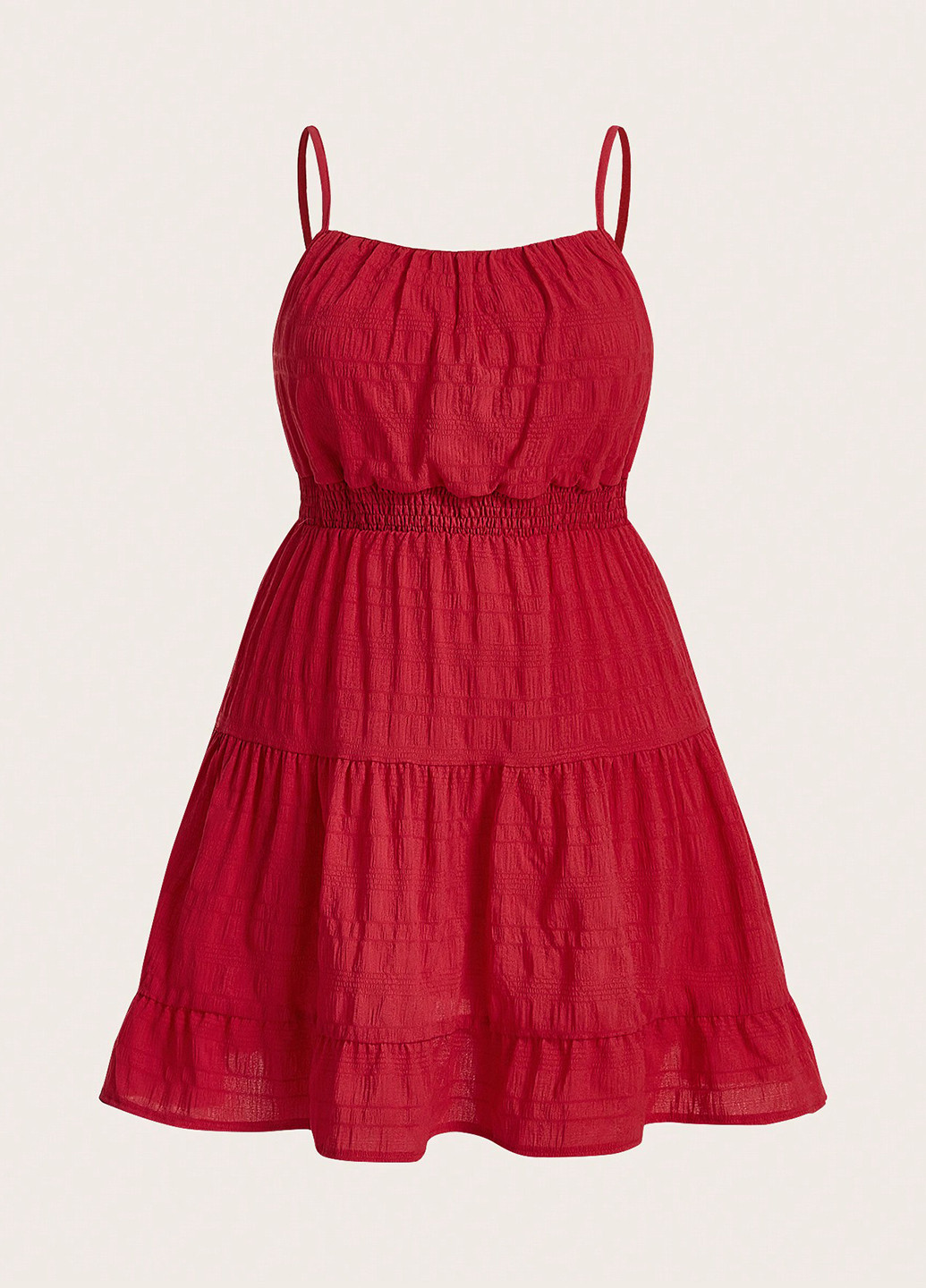 Красное кэжуал платье в стиле ампир SHEIN однотонное