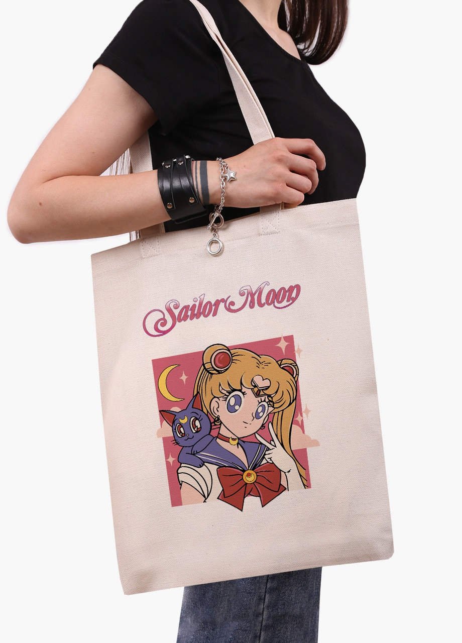 Еко сумка шоппер біла аніме Сейлор Мун (Sailor Moon) (9227-2659-WT-1) екосумка шопер 41*35 см MobiPrint (215977342)