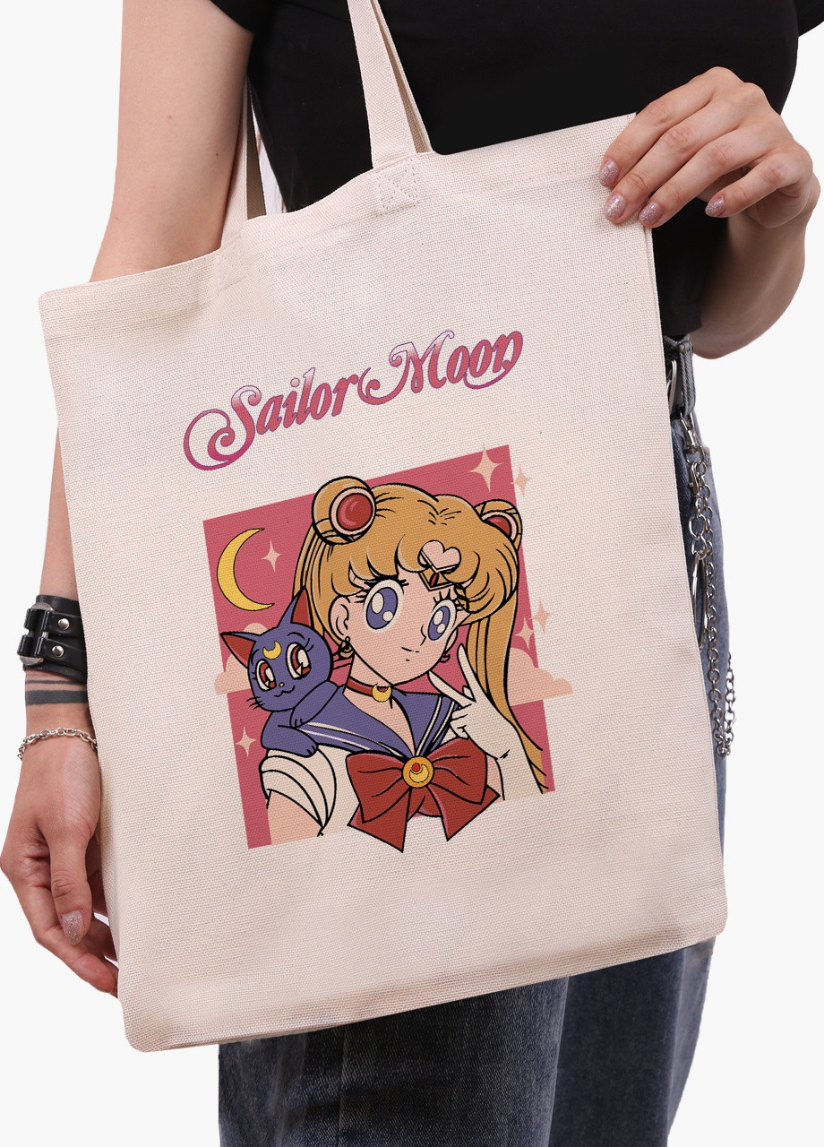 Эко сумка шоппер белая аниме Сейлор Мун (Sailor Moon) (9227-2659-WT-1) экосумка шопер 41*35 см MobiPrint (215977342)