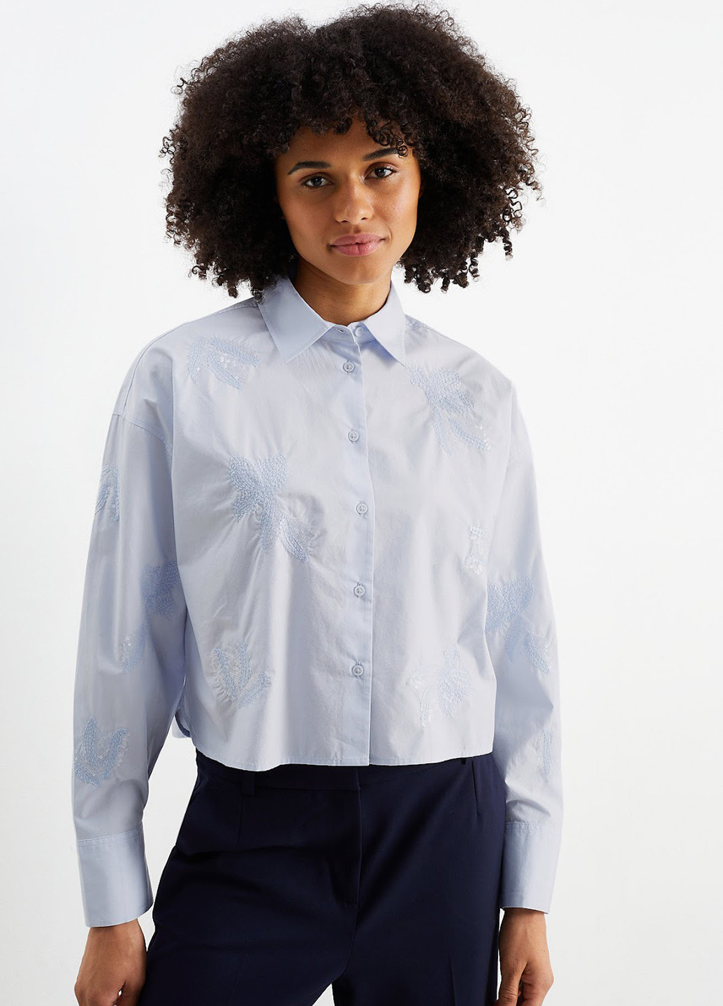 Голубой кэжуал рубашка однотонная C&A