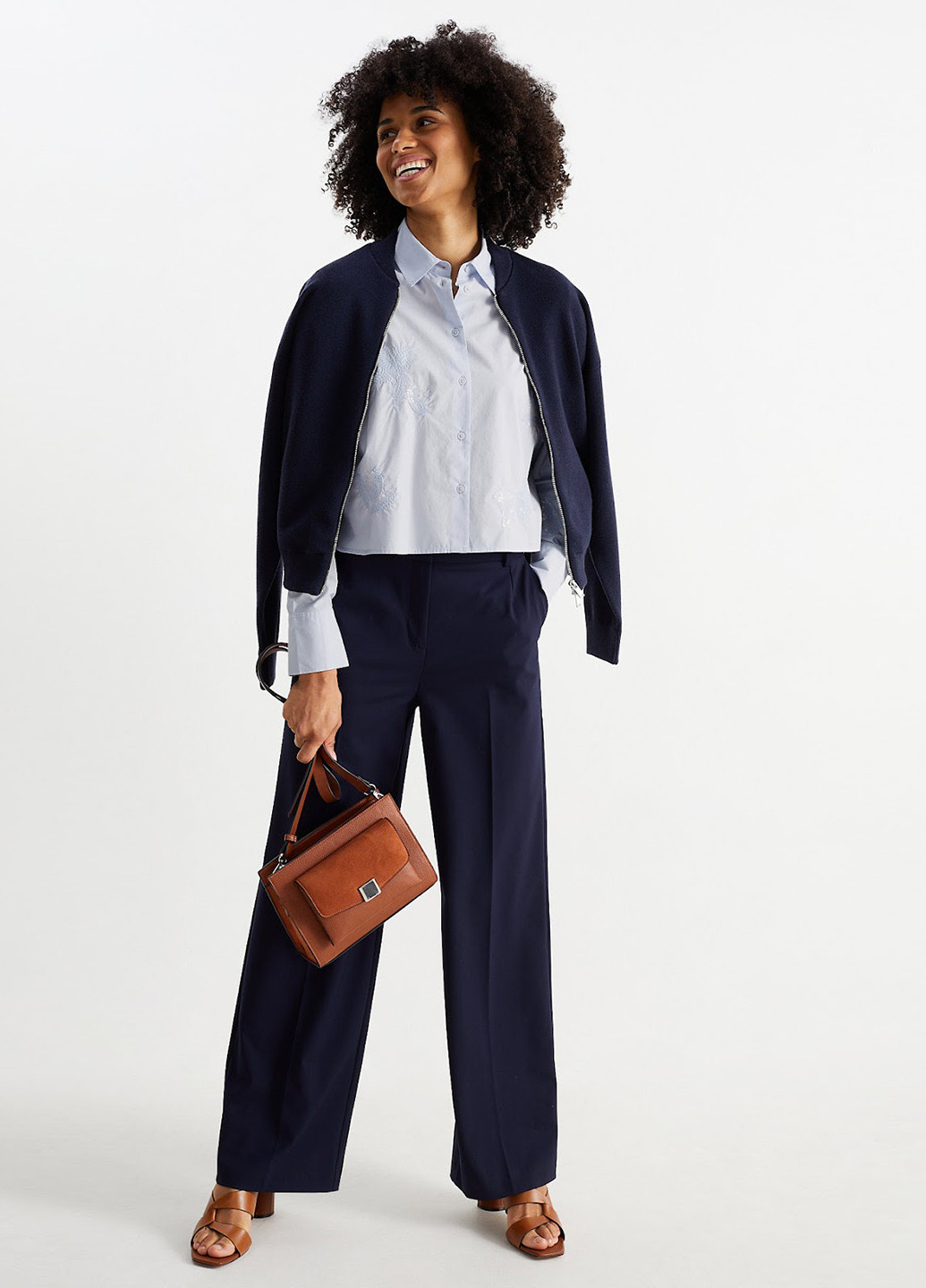 Голубой кэжуал рубашка однотонная C&A