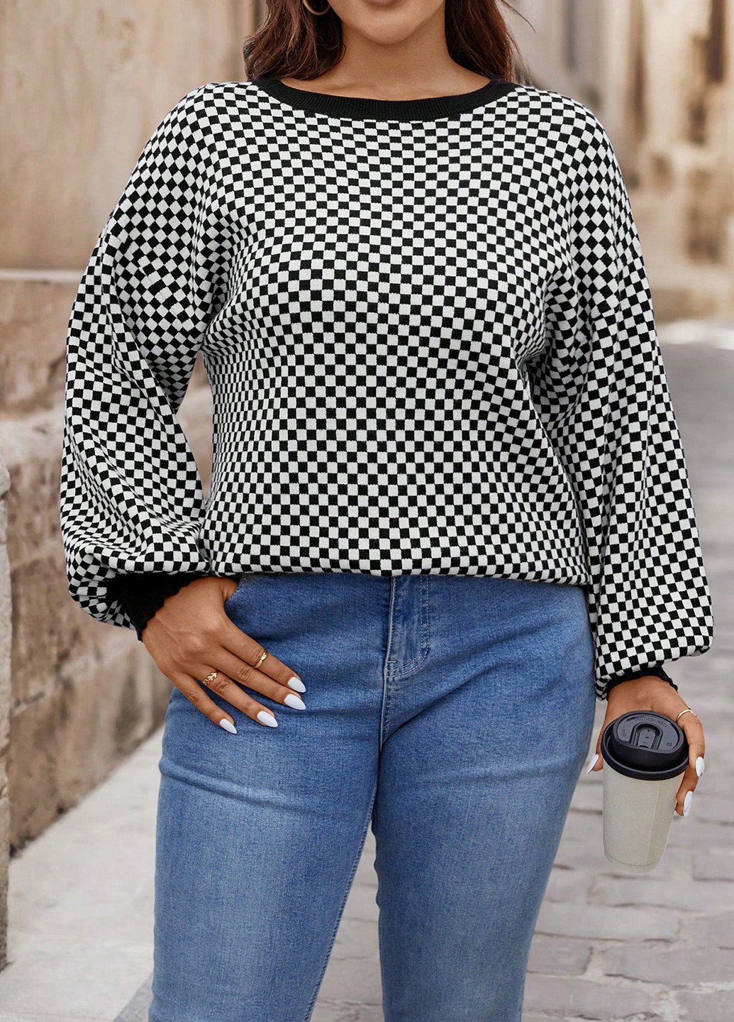 Черно-белый демисезонный джемпер джемпер SHEIN