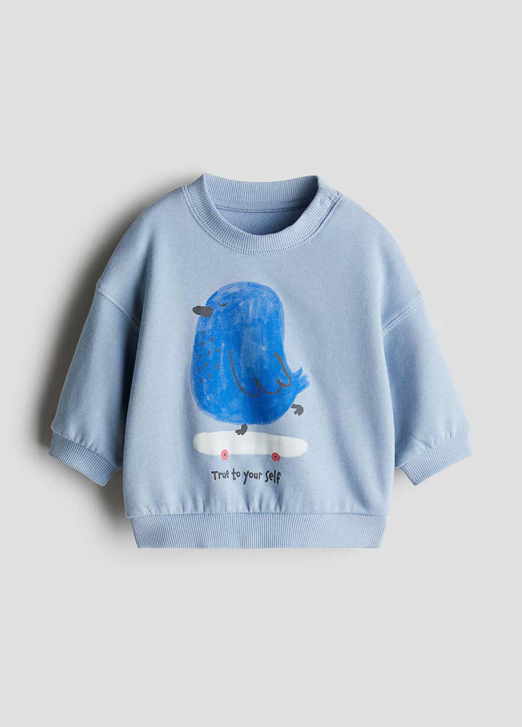 H&M свитшот рисунок светло-голубой кэжуал хлопок, трикотаж с начесом