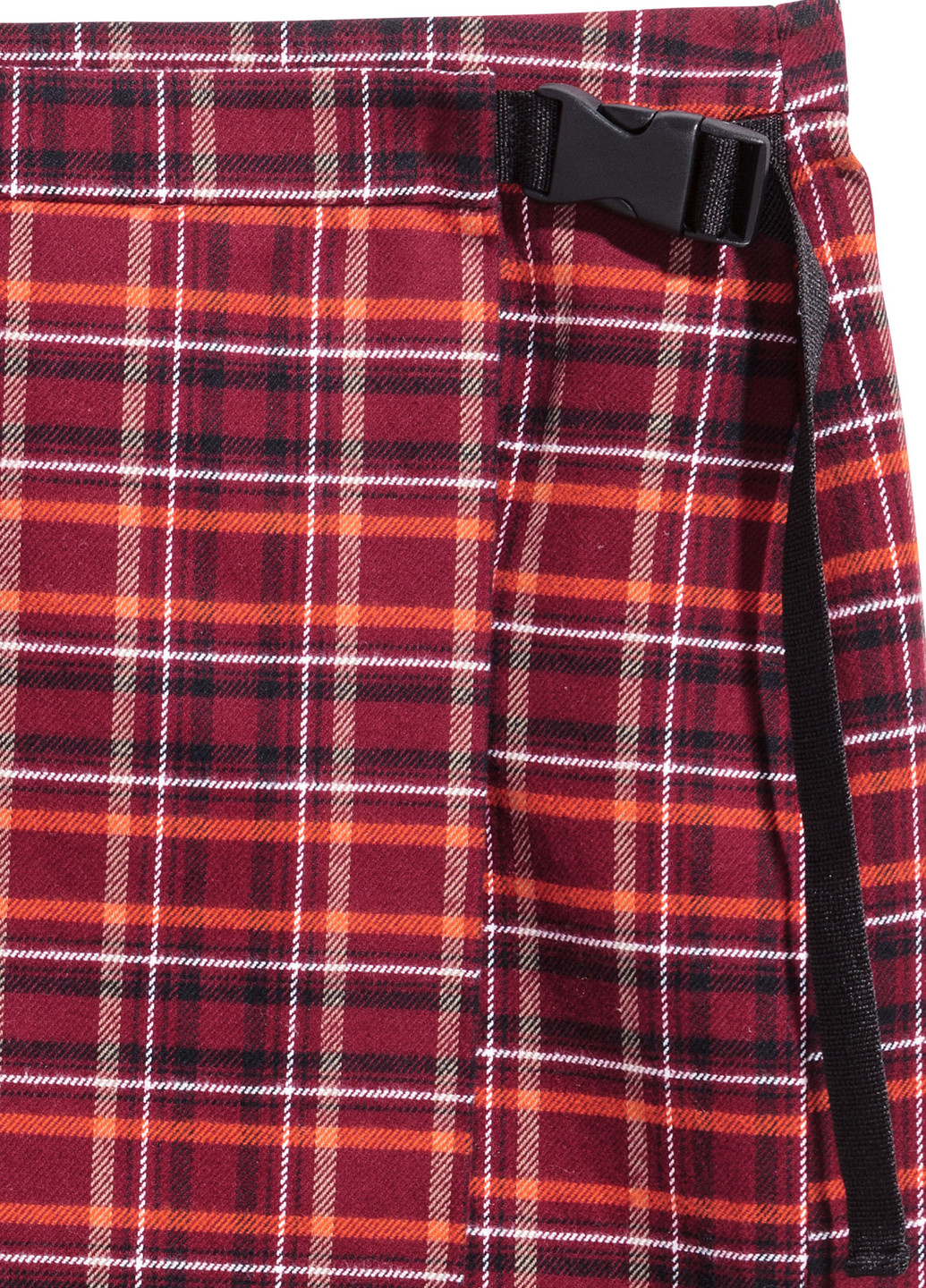 Бордовая кэжуал в клетку юбка H&M на запах