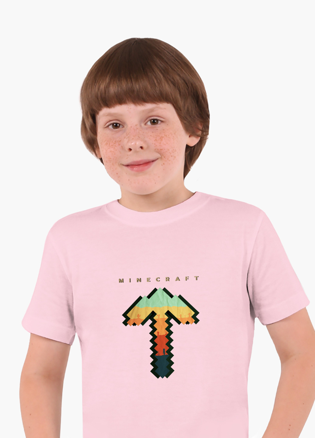 Розовая демисезонная футболка детская майнкрафт (minecraft)(9224-1169) MobiPrint