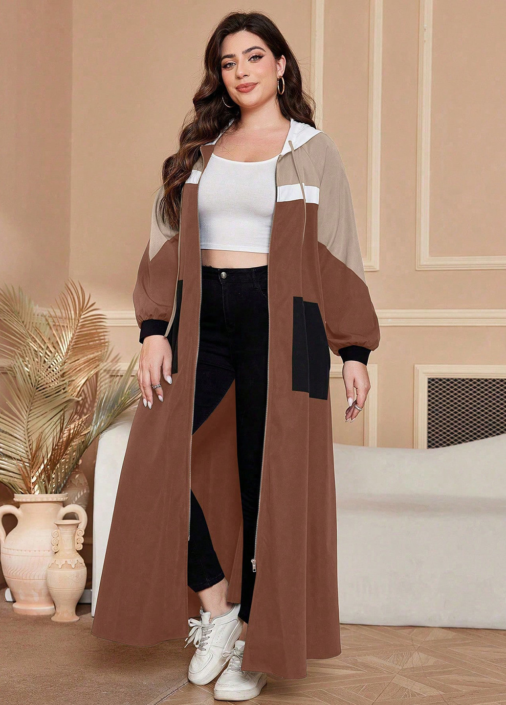 Коричневый демисезонный кардиган SHEIN