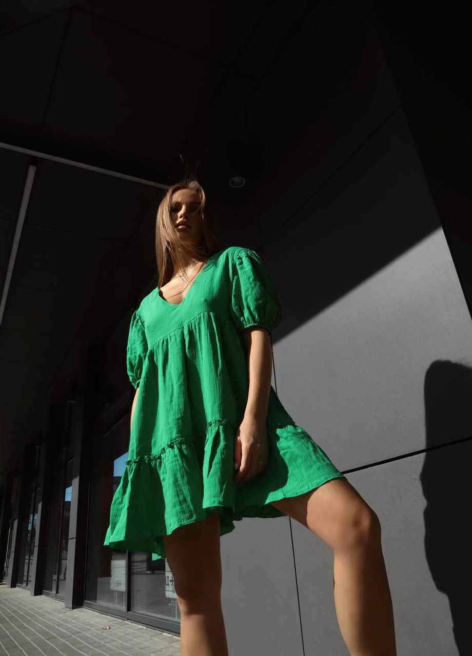 Зеленое повседневный платье Liton однотонное