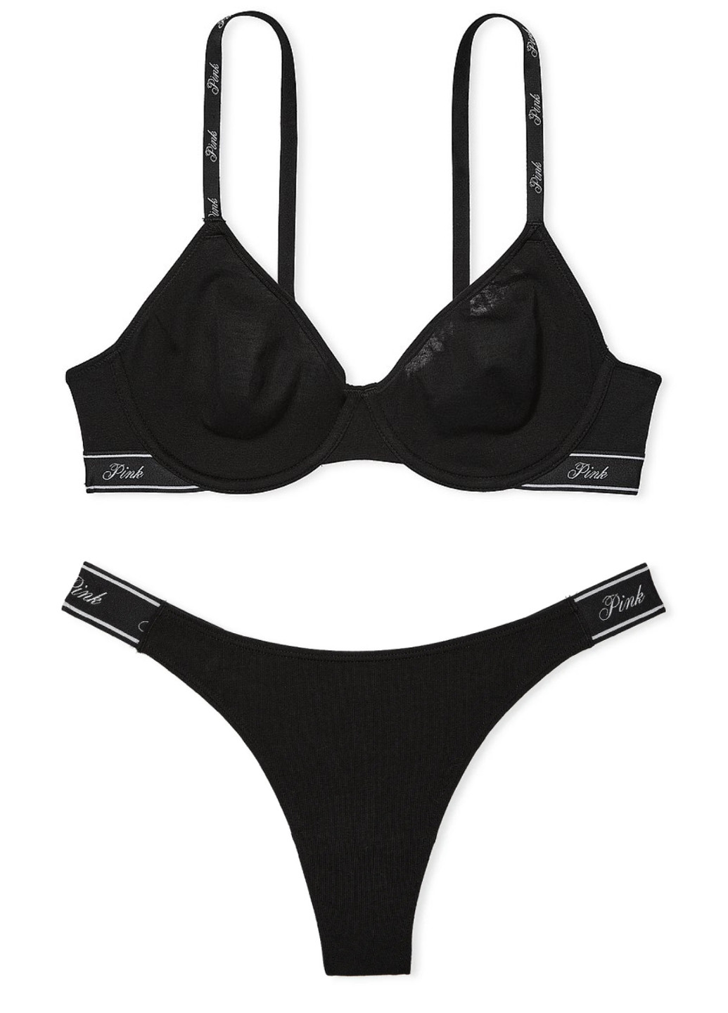 Чорний демісезонний комплект (бюстгальтер, трусики) Victoria's Secret