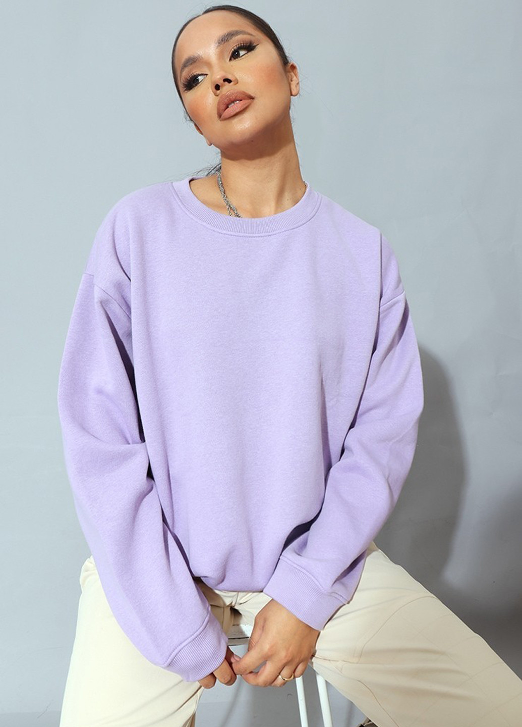 Світло-фіолетовий світшот PrettyLittleThing однотонний без декору (308792200)