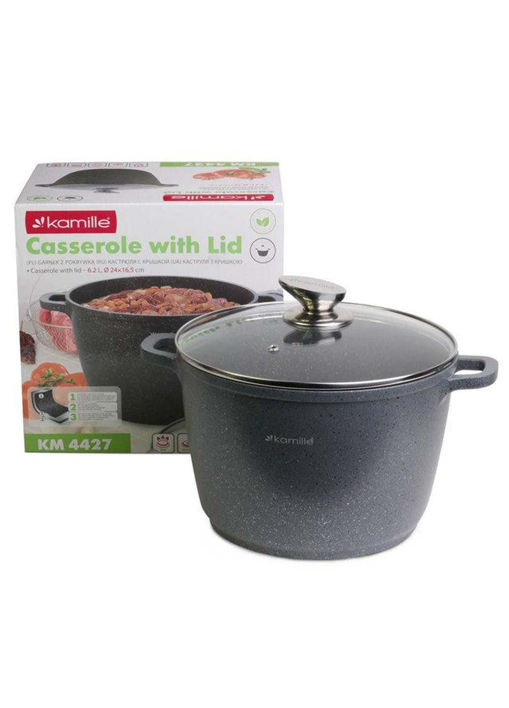 Кастрюля с крышкой KM-4427 6.2 л 24 см Kamille (254641937)