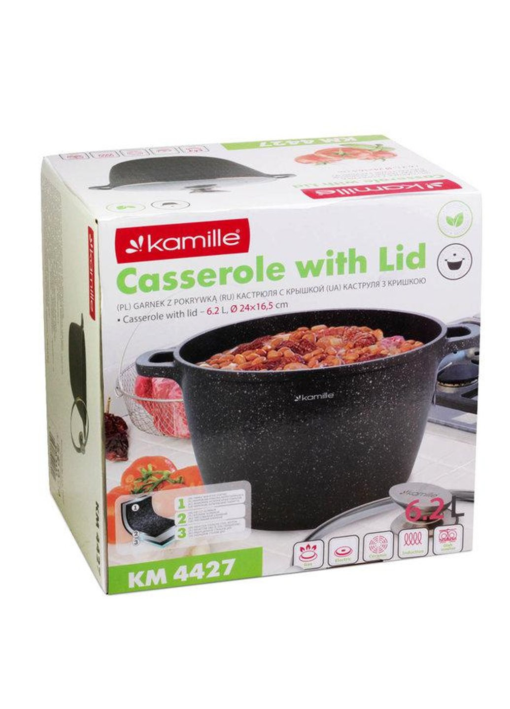 Кастрюля с крышкой KM-4427 6.2 л 24 см Kamille (254641937)