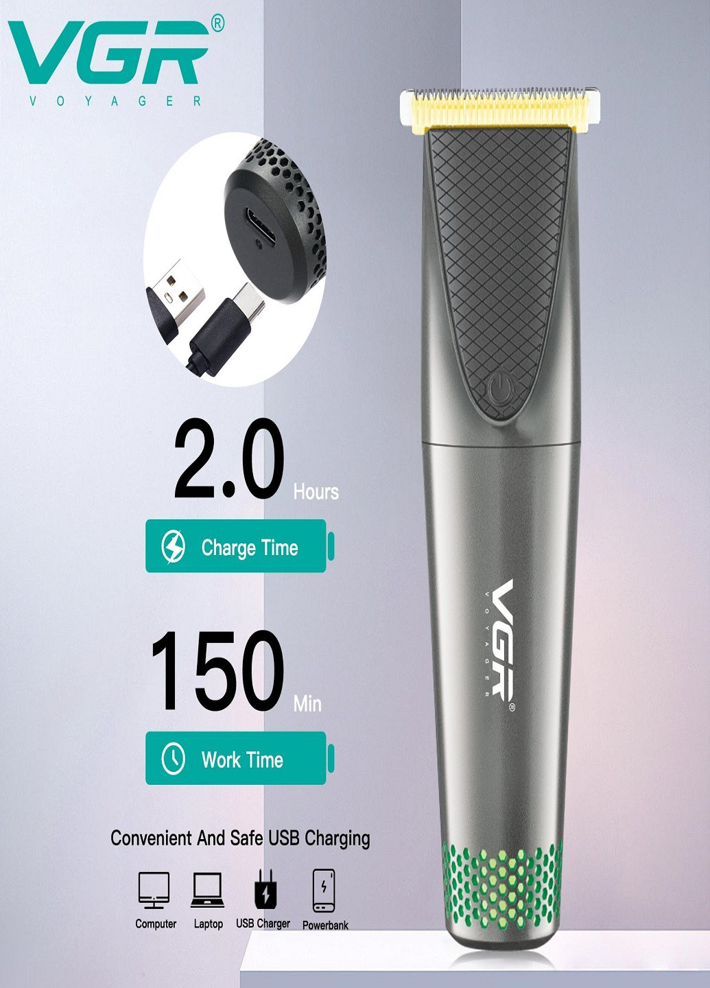 Акумуляторна машинка для стрижки волосся з насадками 090 VGR (253131597)