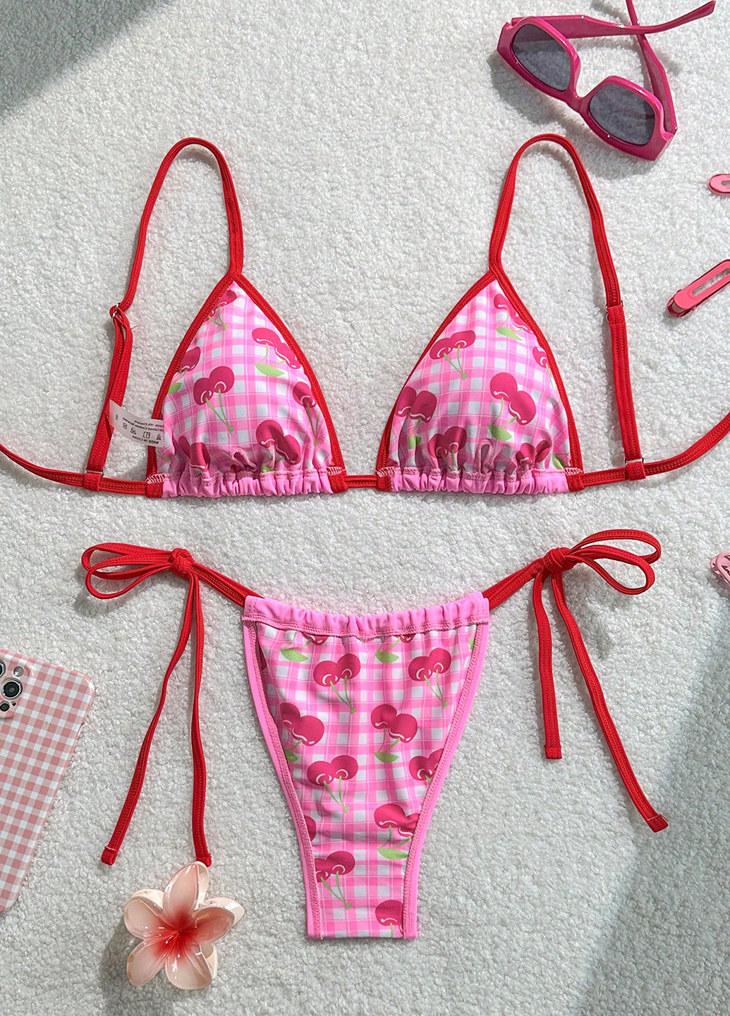 Рожевий літній купальник двосторонній (ліф, трусики) роздільний, бікіні SHEIN