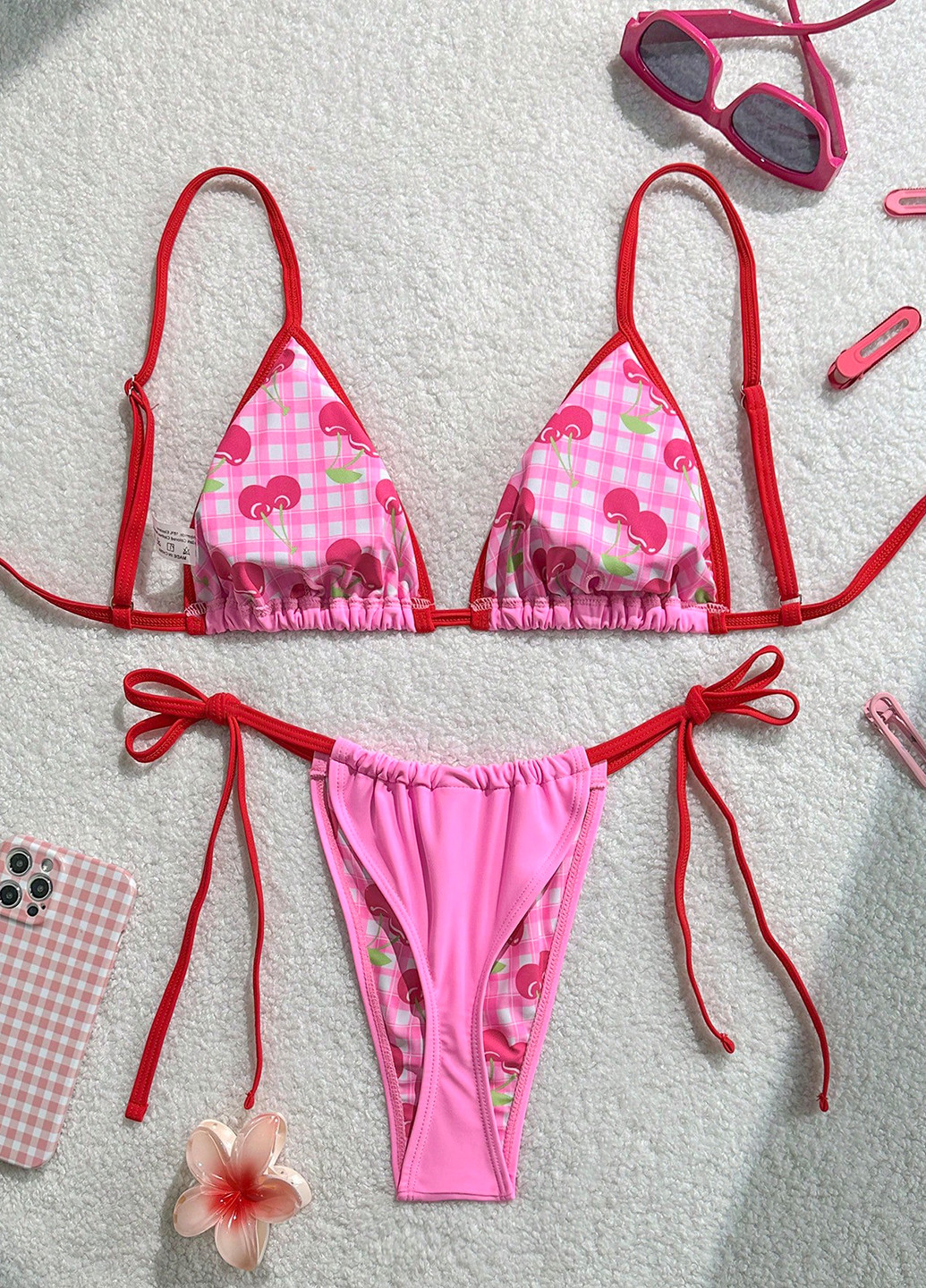 Рожевий літній купальник двосторонній (ліф, трусики) роздільний, бікіні SHEIN