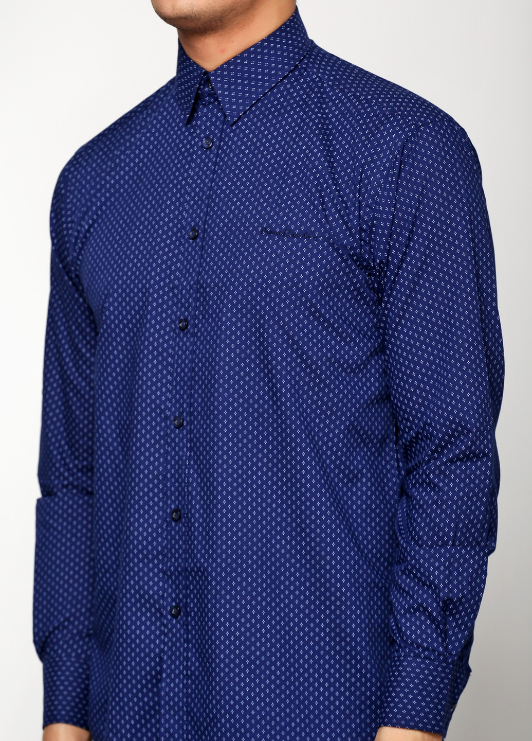 Синяя кэжуал рубашка с рисунком Pierre Cardin с длинным рукавом