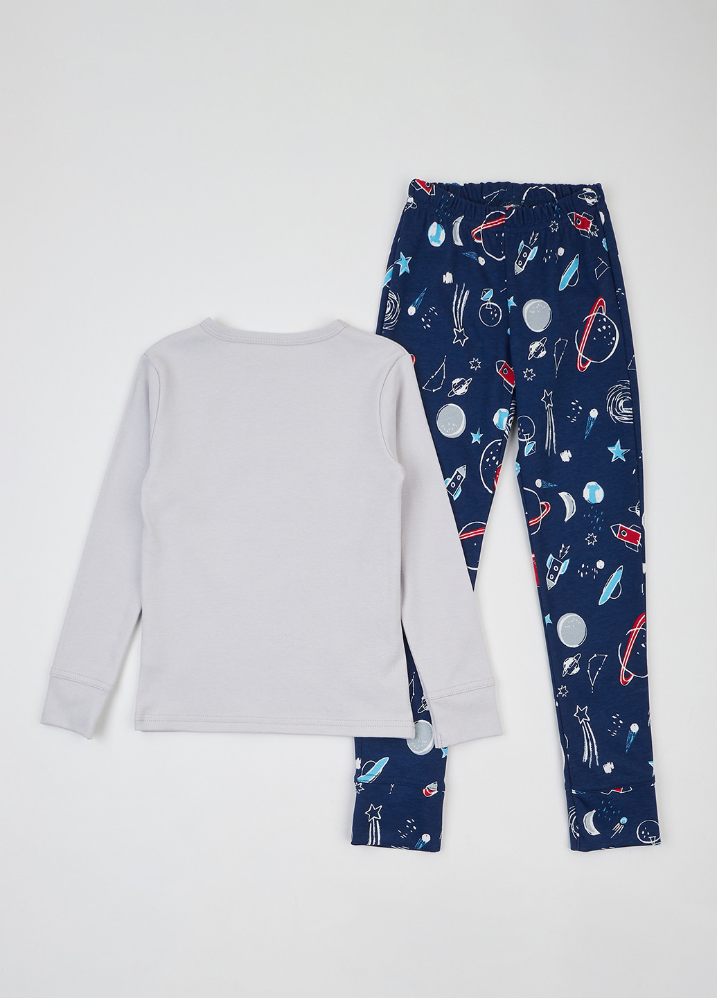 Сіро-синя всесезон піжама (лонгслів, штани) лонгслив + брюки Фламинго