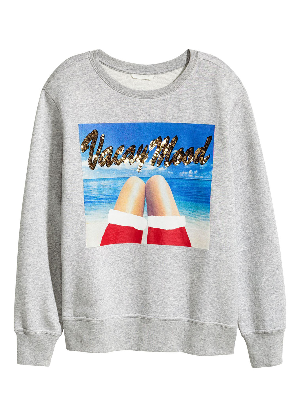 Серый свитшот H&M рисунок пайетки (244288778)