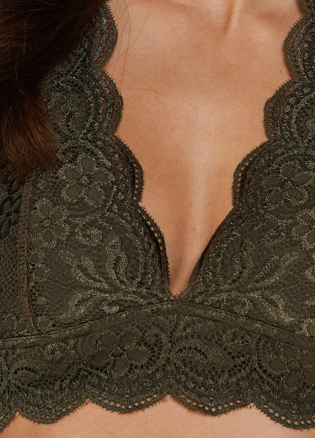 Хакі тріенджел бюстгальтер Hunkemoller без кісточок поліамід