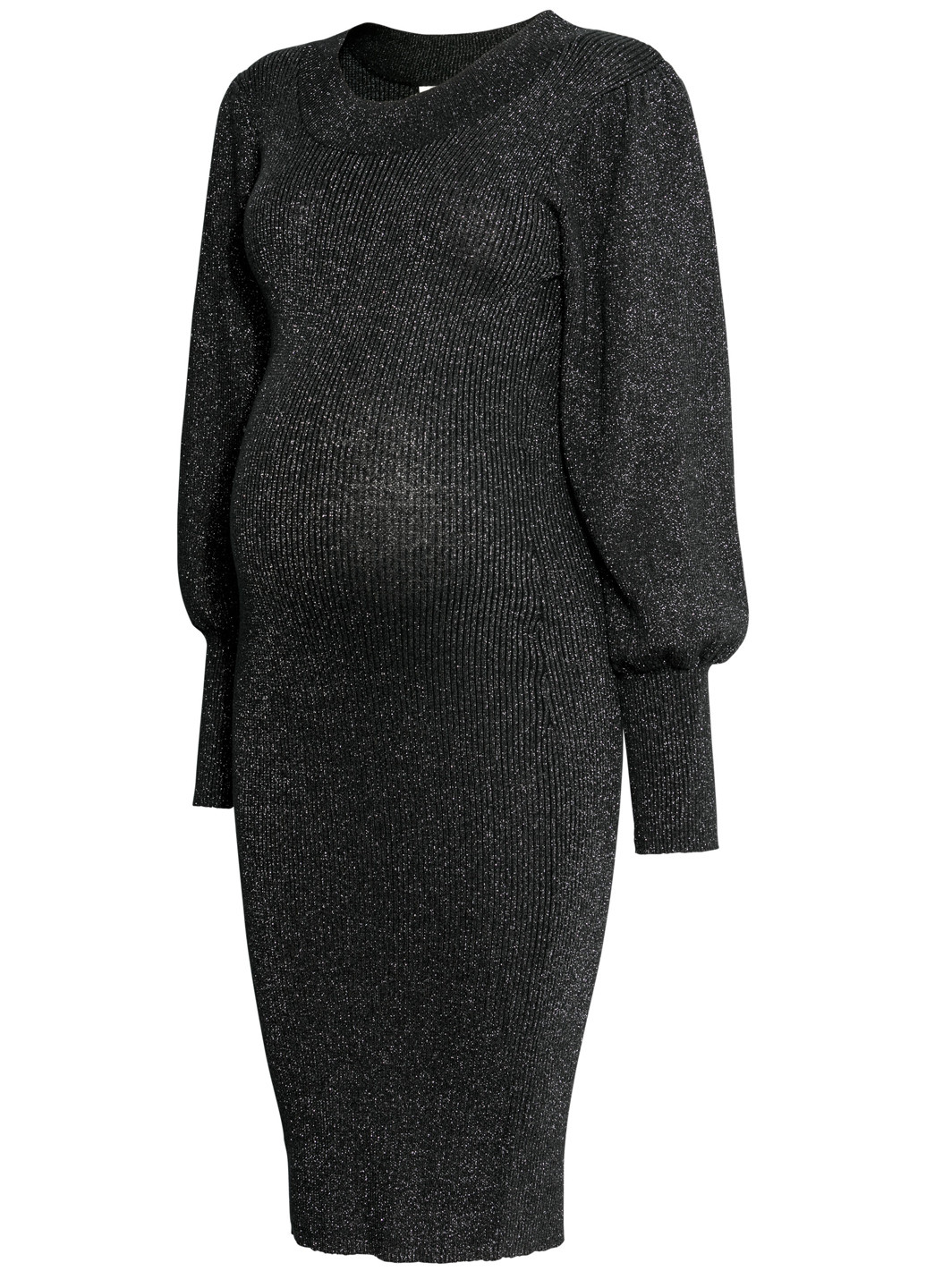 Черное кэжуал платье для беременных H&M меланжевое