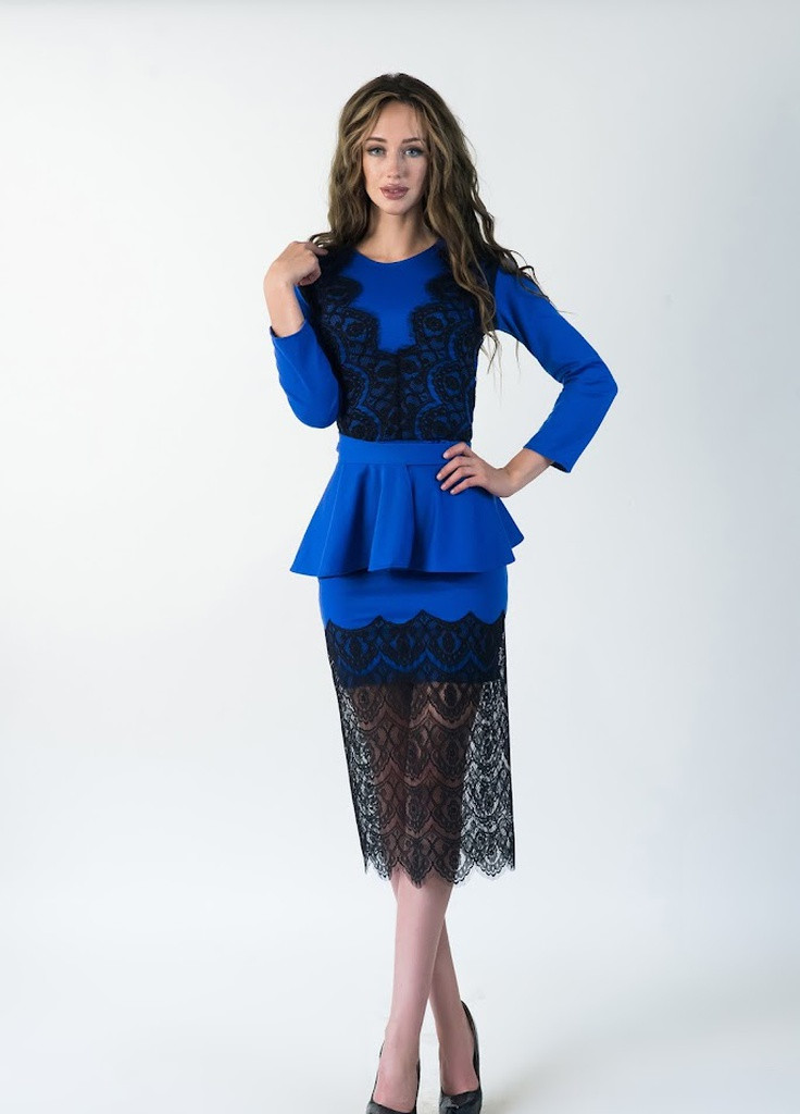 Синя кежуал жіноче плаття c басків lotta Podium однотонна