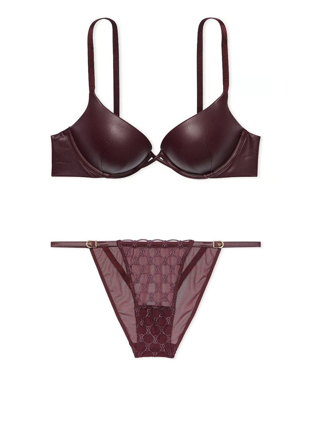 Темно-бордовий демісезонний комплект (бюстгальтер, трусики) Victoria's Secret