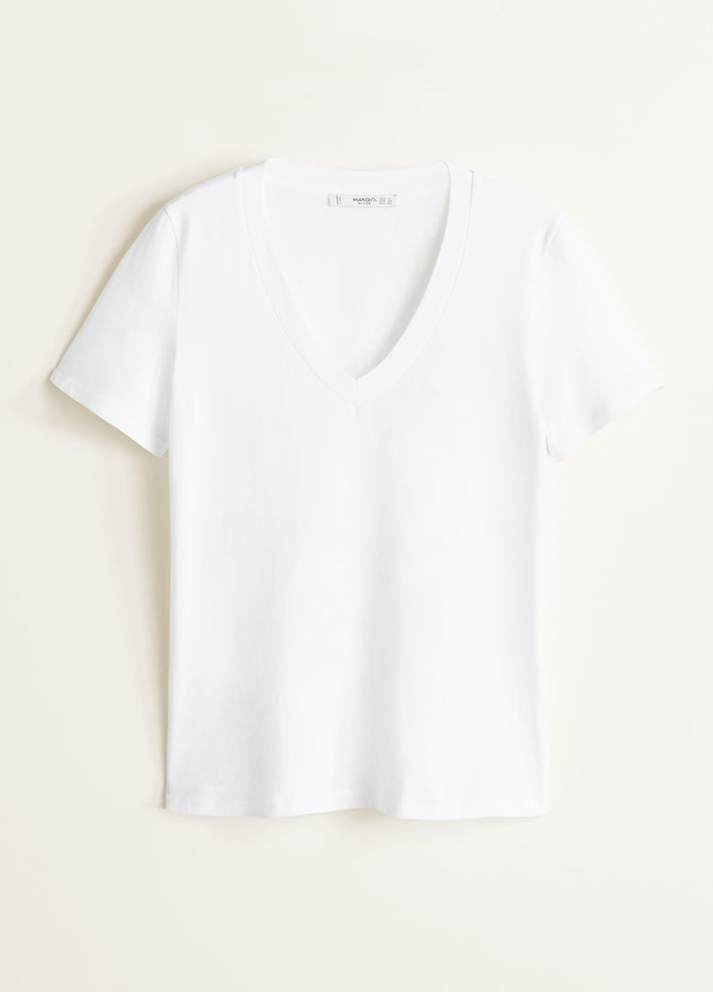 Белая летняя футболка с коротким рукавом Mango