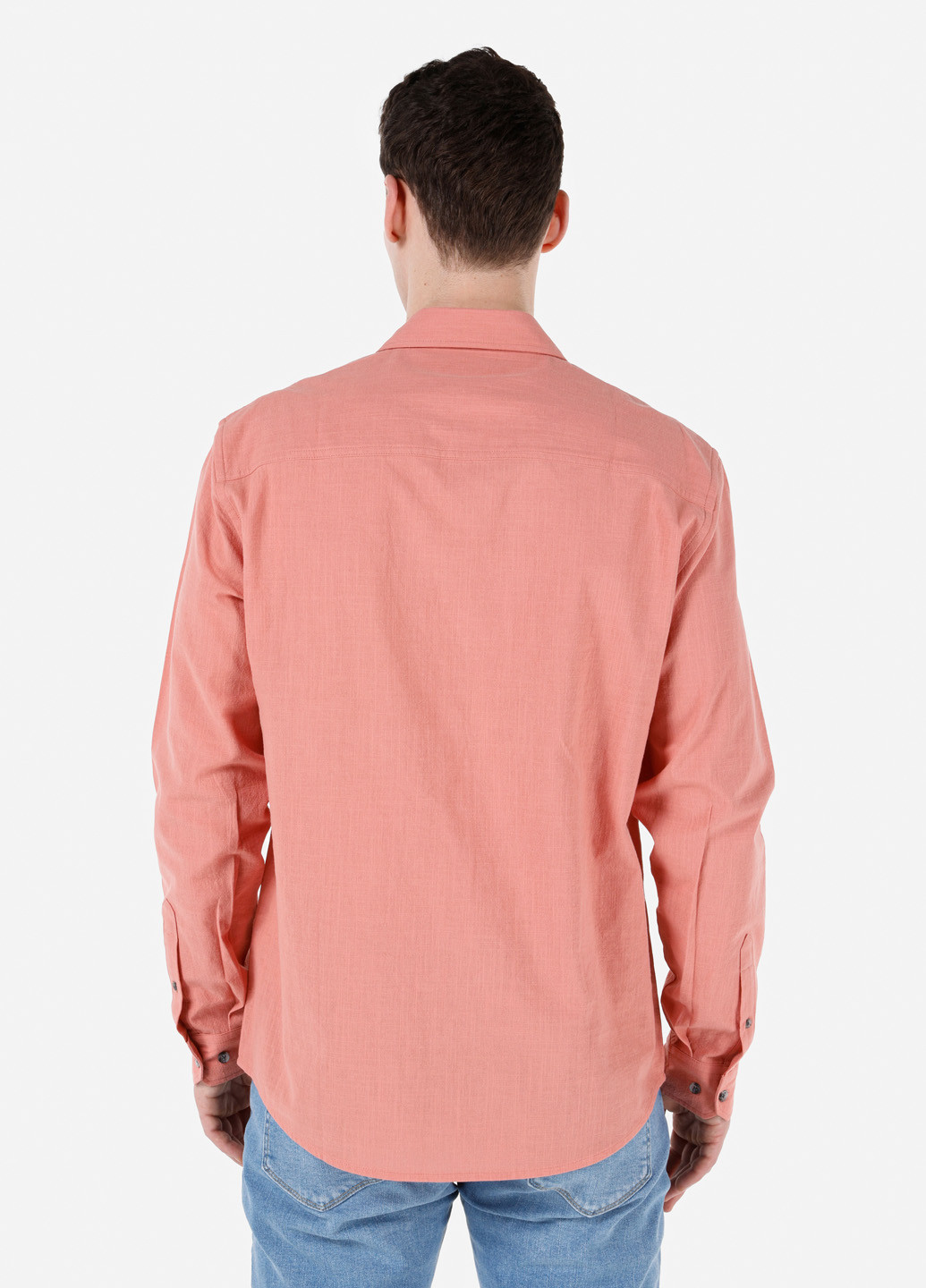 Коралловая кэжуал рубашка однотонная Colin's