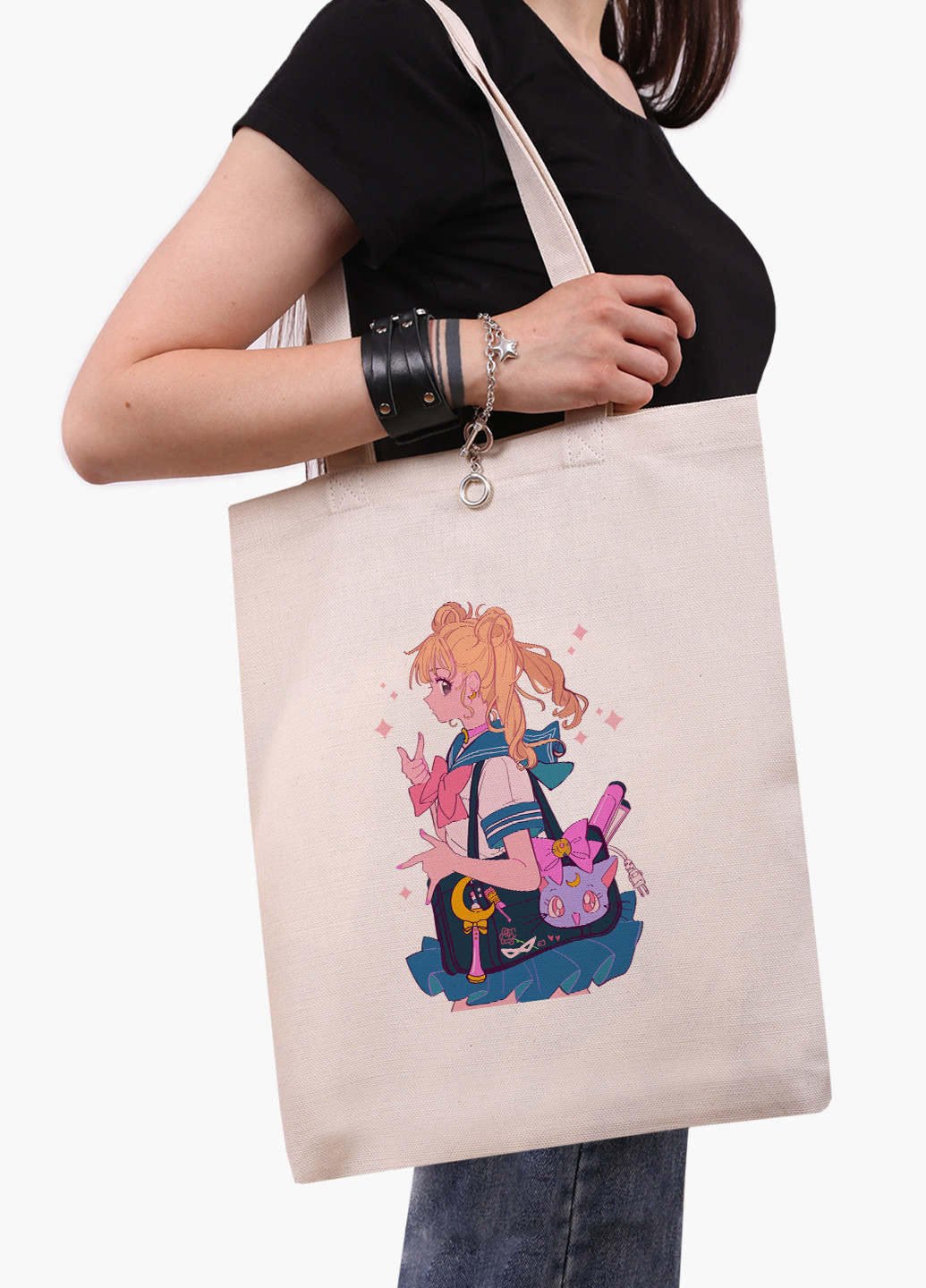 Еко сумка шоппер біла Сейлор Мун (Sailor Moon) (9227-2910-WT-1) екосумка шопер 41*35 см MobiPrint (224806078)