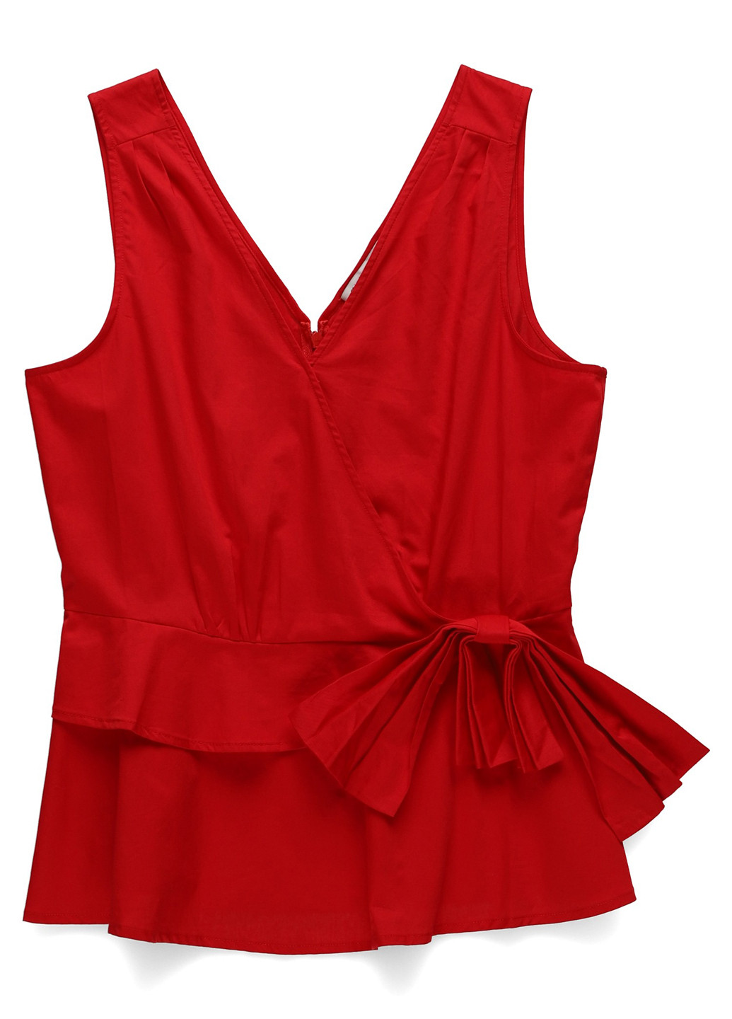 Красная блуза на запах, с баской Mint & Berry