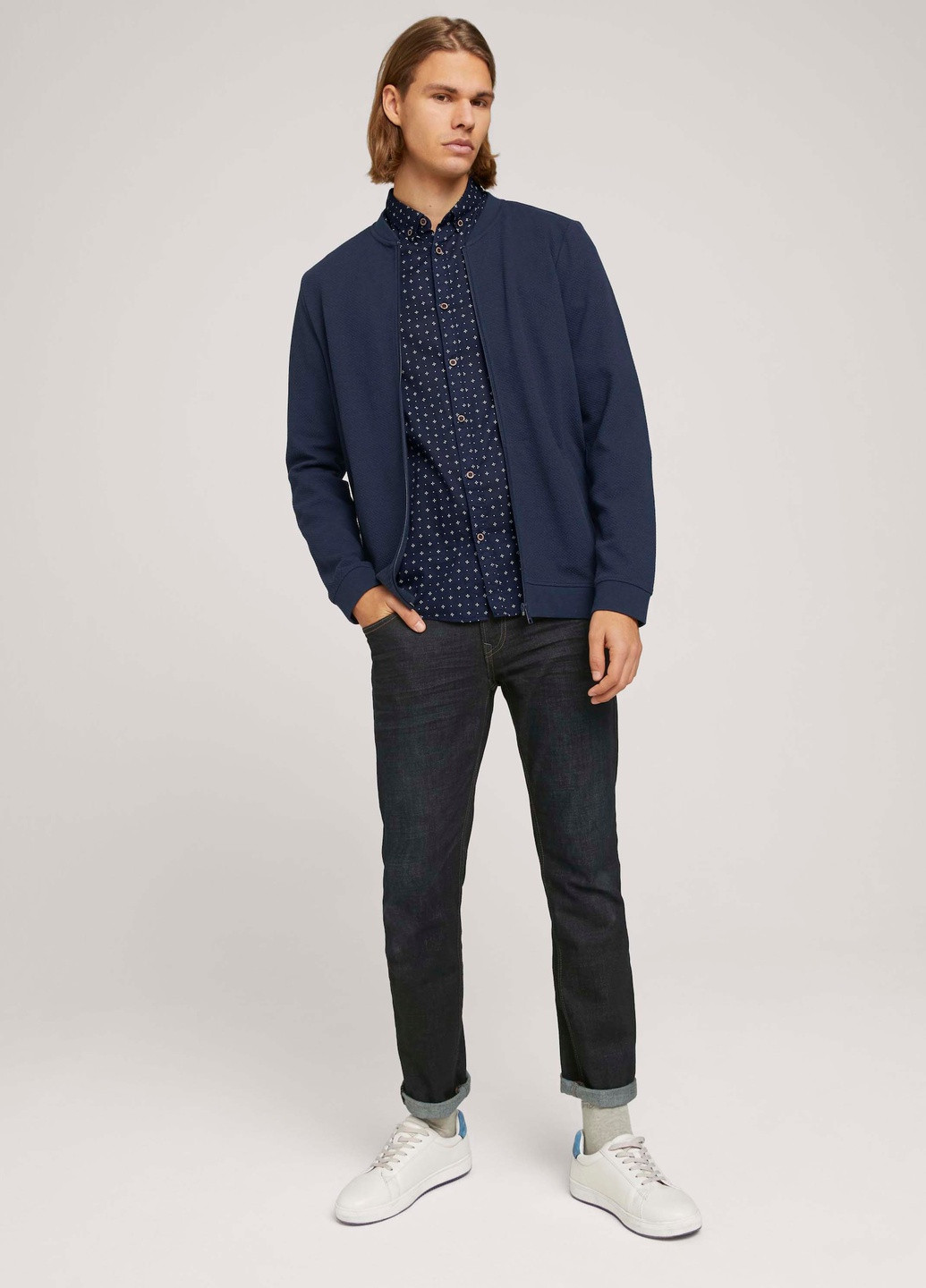 Темно-синяя кэжуал рубашка Tom Tailor