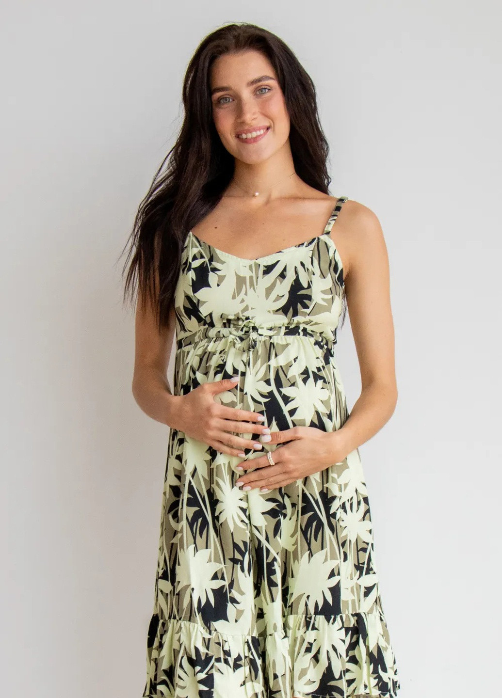Бавовняний літній ніжний сарафан для вагітних, майбутніх мам колір хакі To Be (253280106)