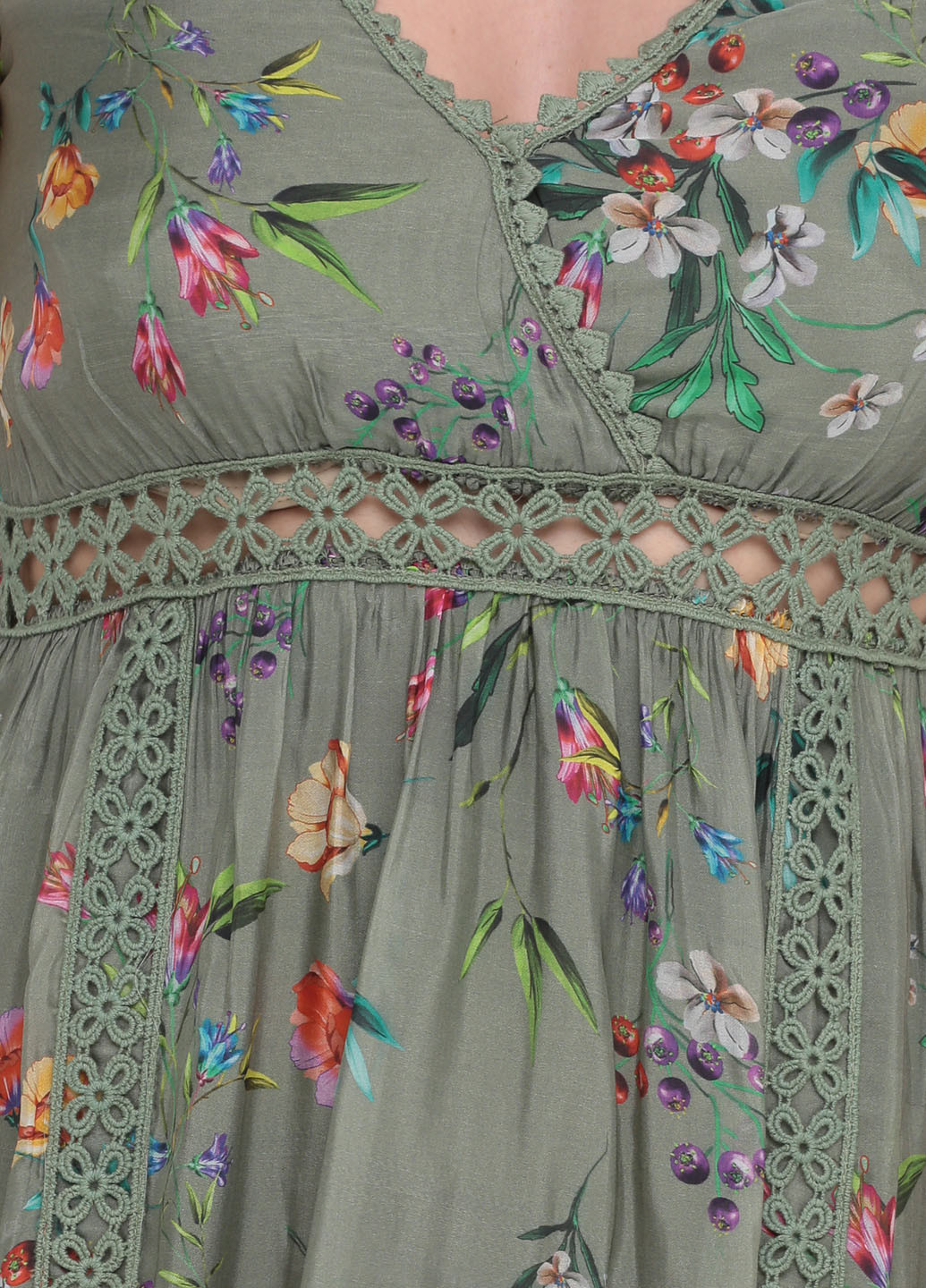 Оливковое (хаки) кэжуал платье клеш Sarah Chole с цветочным принтом