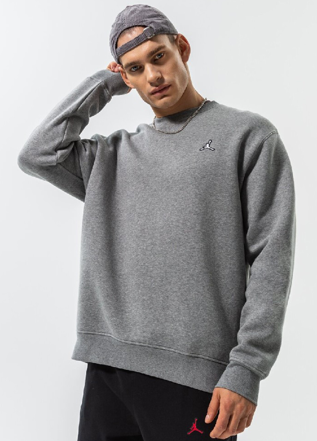 Серый свитшот dq7520-091 Jordan меланж вышивка (314813490)