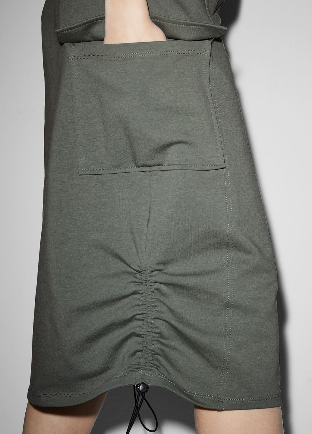 Оливковая (хаки) кэжуал однотонная юбка C&A карго