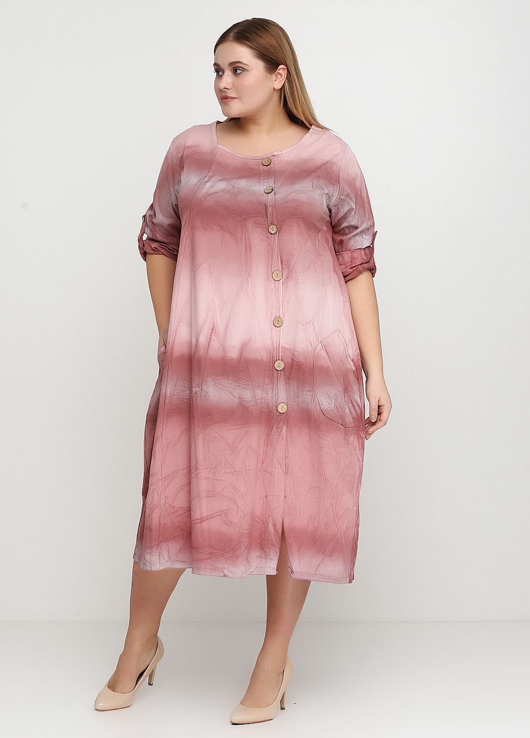 Розовое кэжуал платье Micok градиентное ("омбре")