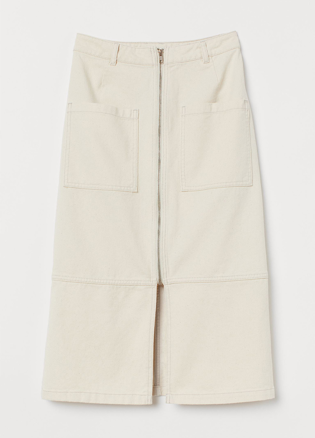 Молочная джинсовая однотонная юбка H&M а-силуэта (трапеция)