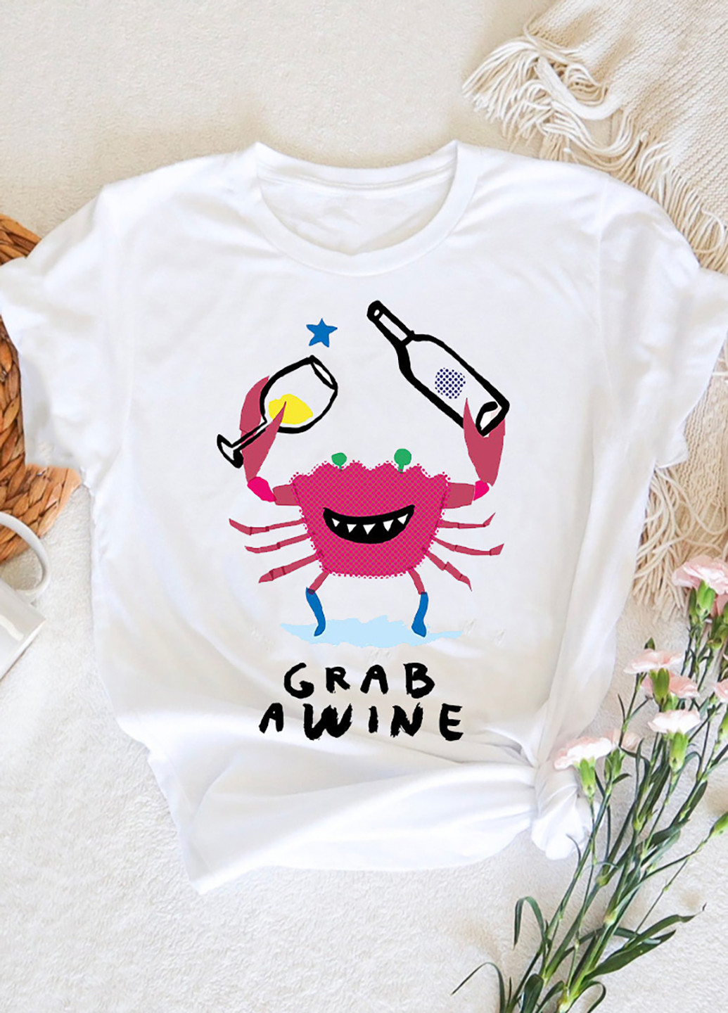 Белая демисезон футболка женская белая crab wine Zuzu