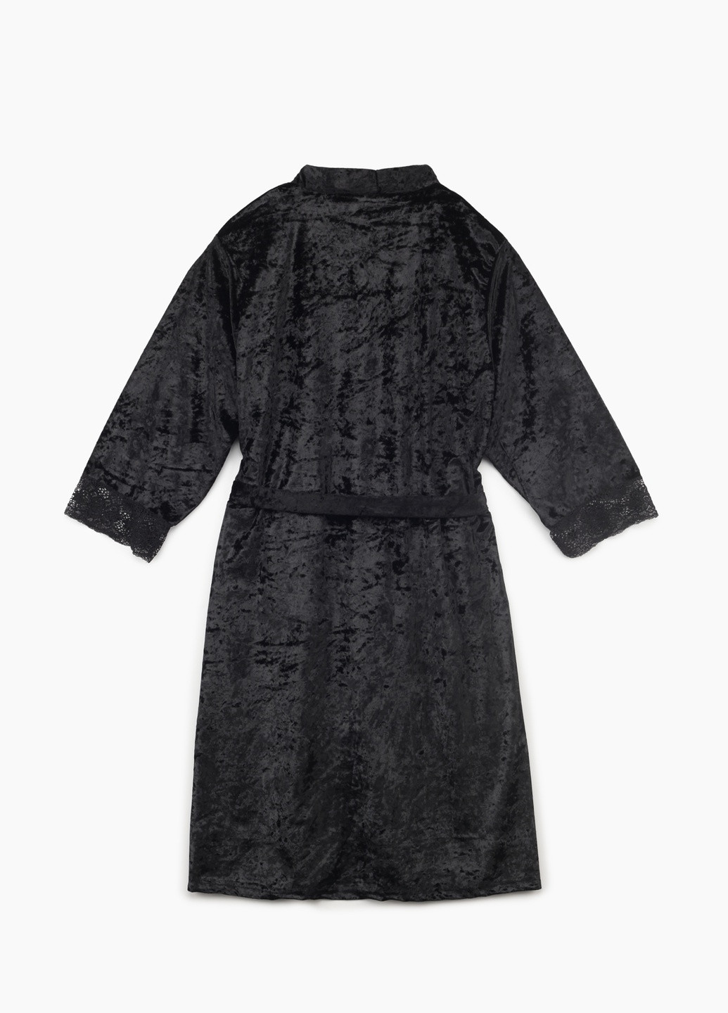 Чорний демісезонний комплект халат з нічною сорочкою Nicoletta