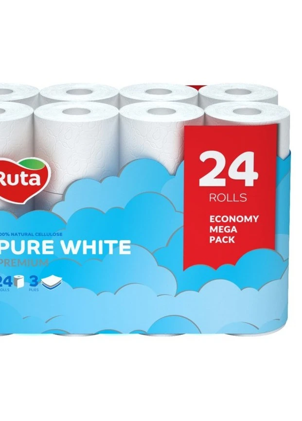 Туалетний папір Pure White 3хшарове 24 рулону Ruta (249162762)