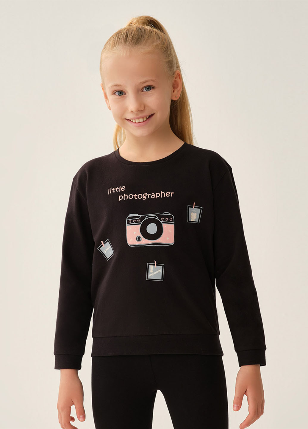 DAGI світшот малюнок чорний кежуал бавовна