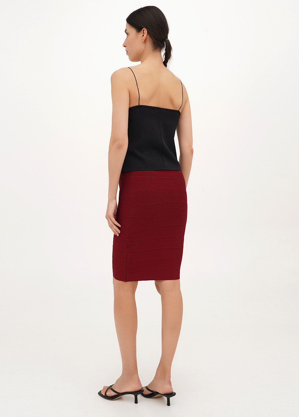 Бордовая кэжуал однотонная юбка Vicolo карандаш