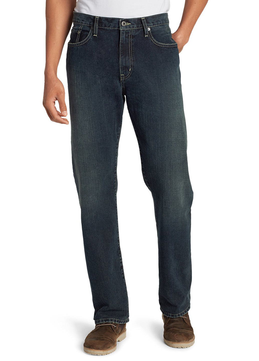 Темно-синие демисезонные со средней талией джинсы Eddie Bauer