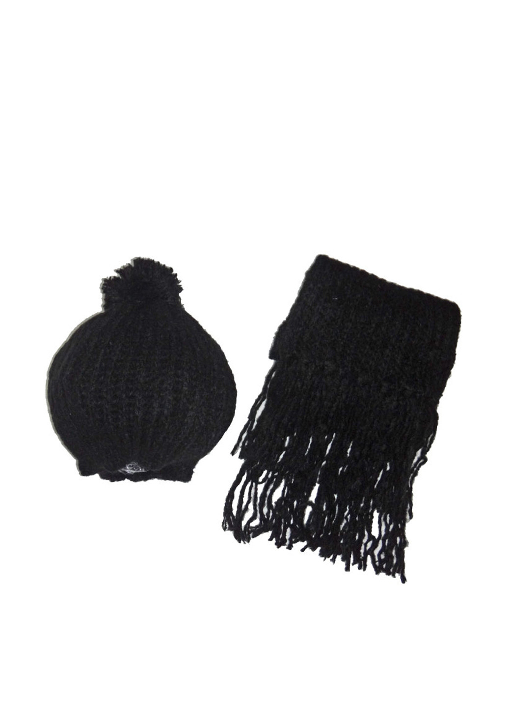 Черный демисезонный комплект (шапка, шарф) Wojcik